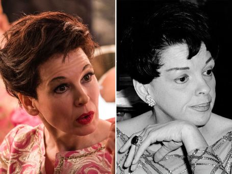 left: rene as judy right: judy garland black and white 